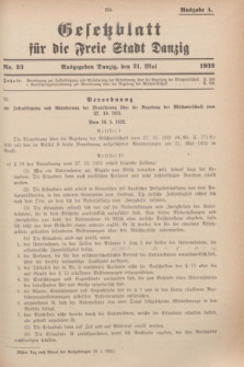 Gesetzblatt für die Freie Stadt Danzig.1932, Nr. 33 (21 Mai) - Ausgabe A