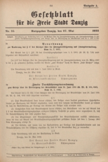 Gesetzblatt für die Freie Stadt Danzig.1932, Nr. 35 (27 Mai) - Ausgabe A