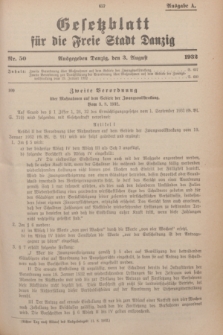 Gesetzblatt für die Freie Stadt Danzig.1932, Nr. 50 (3 August) - Ausgabe A