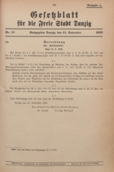 Gesetzblatt für die Freie Stadt Danzig.1932, Nr. 55 (14 September) - Ausgabe A