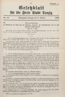 Gesetzblatt für die Freie Stadt Danzig.1932, Nr. 59 (8 Oktober) - Ausgabe A