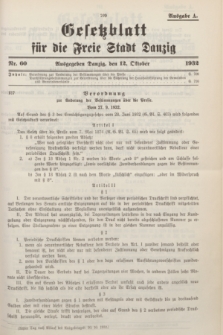 Gesetzblatt für die Freie Stadt Danzig.1932, Nr. 60 (12 Oktober) - Ausgabe A