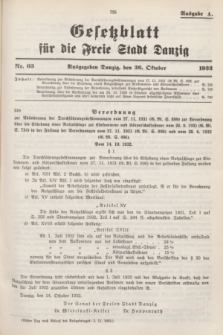 Gesetzblatt für die Freie Stadt Danzig.1932, Nr. 63 (26 Oktober) - Ausgabe A