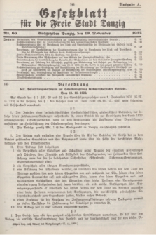 Gesetzblatt für die Freie Stadt Danzig.1932, Nr. 66 (19 November) - Ausgabe A