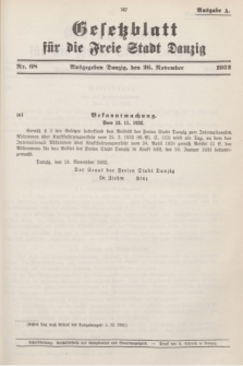 Gesetzblatt für die Freie Stadt Danzig.1932, Nr. 68 (26 November) - Ausgabe A