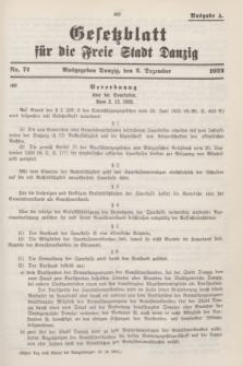 Gesetzblatt für die Freie Stadt Danzig.1932, Nr. 71 (2 Dezember) - Ausgabe A