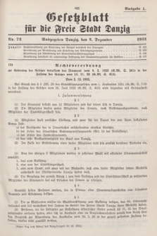 Gesetzblatt für die Freie Stadt Danzig.1932, Nr. 72 (2 Dezember) - Ausgabe A