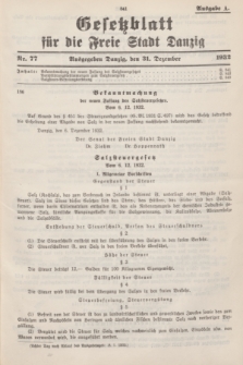 Gesetzblatt für die Freie Stadt Danzig.1932, Nr. 77 (31 Dezember) - Ausgabe A