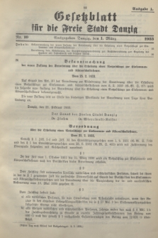 Gesetzblatt für die Freie Stadt Danzig.1933, Nr. 10 (1 März) - Ausgabe A
