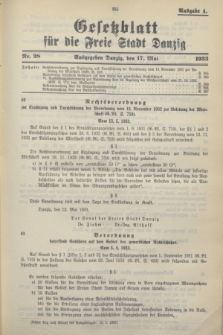 Gesetzblatt für die Freie Stadt Danzig.1933, Nr. 28 (17 Mai) - Ausgabe A