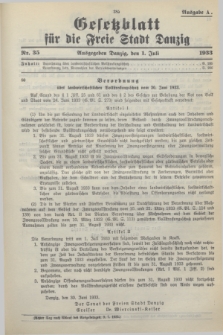 Gesetzblatt für die Freie Stadt Danzig.1933, Nr. 35 (1 Juli) - Ausgabe A