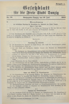Gesetzblatt für die Freie Stadt Danzig.1933, Nr. 38 (10 Juli) - Ausgabe A