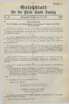 Gesetzblatt für die Freie Stadt Danzig.1933, Nr. 42 (15 Juli) - Ausgabe A