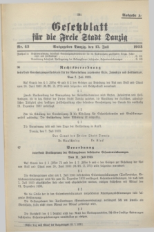 Gesetzblatt für die Freie Stadt Danzig.1933, Nr. 43 (15 Juli) - Ausgabe A
