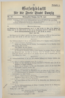 Gesetzblatt für die Freie Stadt Danzig.1933, Nr. 44 (19 Juli) - Ausgabe A