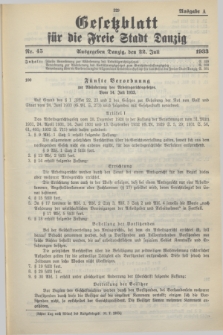 Gesetzblatt für die Freie Stadt Danzig.1933, Nr. 45 (22 Juli) - Ausgabe A