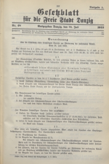 Gesetzblatt für die Freie Stadt Danzig.1933, Nr. 48 (31 Juli) - Ausgabe A