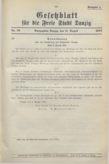 Gesetzblatt für die Freie Stadt Danzig.1933, Nr. 56 (11 August) - Ausgabe A