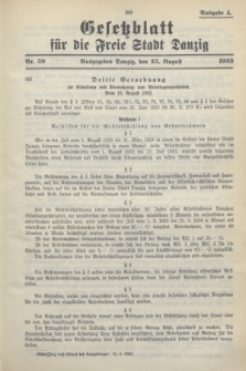 Gesetzblatt für die Freie Stadt Danzig.1933, Nr. 59 (23 August) - Ausgabe A