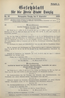 Gesetzblatt für die Freie Stadt Danzig.1933, Nr. 66 (9 September) - Ausgabe A