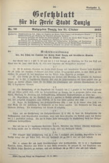 Gesetzblatt für die Freie Stadt Danzig.1933, Nr. 80 (21 Oktober) - Ausgabe A