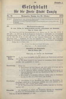 Gesetzblatt für die Freie Stadt Danzig.1933, Nr. 81 (25 October) - Ausgabe A