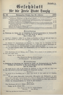 Gesetzblatt für die Freie Stadt Danzig.1933, Nr. 82 (30 Oktober) - Ausgabe A