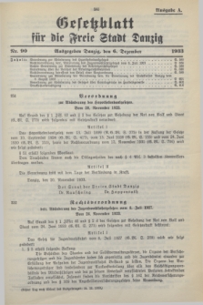 Gesetzblatt für die Freie Stadt Danzig.1933, Nr. 90 (6 Dezember) - Ausgabe A