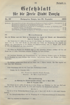 Gesetzblatt für die Freie Stadt Danzig.1933, Nr. 95 (28 Dezember) - Ausgabe A