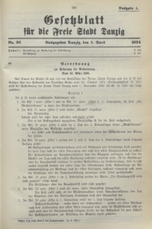 Gesetzblatt für die Freie Stadt Danzig.1934, Nr. 26 (4 April) - Ausgabe A