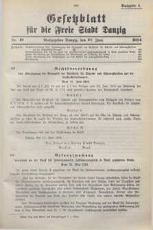 Gesetzblatt für die Freie Stadt Danzig.1934, Nr. 48 (27 Juni) - Ausgabe A