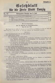 Gesetzblatt für die Freie Stadt Danzig.1934, Nr. 53 (9 Juli) - Ausgabe A