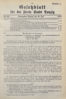 Gesetzblatt für die Freie Stadt Danzig.1934, Nr. 55 (18 Juli) - Ausgabe A