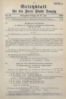 Gesetzblatt für die Freie Stadt Danzig.1934, Nr. 59 (27 Juli) - Ausgabe A
