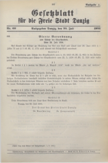 Gesetzblatt für die Freie Stadt Danzig.1934, Nr. 60 (30 Juli) - Ausgabe A