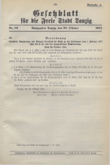 Gesetzblatt für die Freie Stadt Danzig.1934, Nr. 82 (30 Oktober) - Ausgabe A