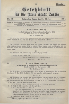 Gesetzblatt für die Freie Stadt Danzig.1934, Nr. 83 (31 Oktober) - Ausgabe A