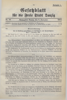 Gesetzblatt für die Freie Stadt Danzig.1934, Nr. 85 (8 November) - Ausgabe A