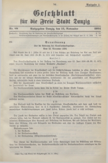 Gesetzblatt für die Freie Stadt Danzig.1934, Nr. 88 (14 November) - Ausgabe A