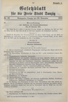 Gesetzblatt für die Freie Stadt Danzig.1934, Nr. 90 (23 November) - Ausgabe A