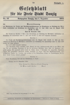 Gesetzblatt für die Freie Stadt Danzig.1934, Nr. 93 (1 Dezember) - Ausgabe A