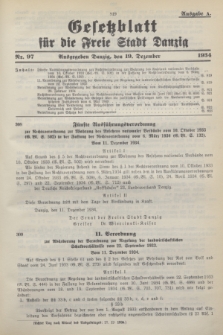 Gesetzblatt für die Freie Stadt Danzig.1934, Nr. 97 (19 Dezember) - Ausgabe A