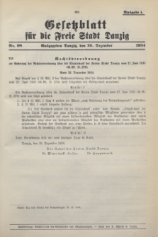 Gesetzblatt für die Freie Stadt Danzig.1934, Nr. 98 (20 Dezember) - Ausgabe A