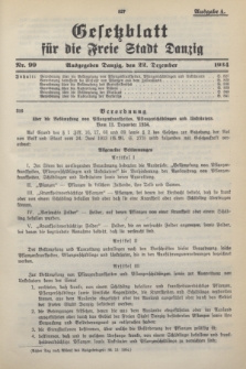 Gesetzblatt für die Freie Stadt Danzig.1934, Nr. 99 (22 Dezember) - Ausgabe A