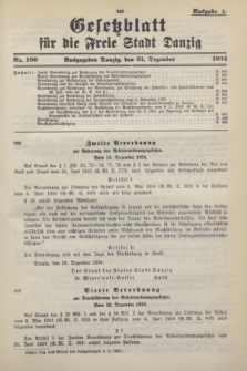 Gesetzblatt für die Freie Stadt Danzig.1934, Nr. 100 (31 Dezember) - Ausgabe A