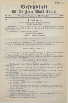 Gesetzblatt für die Freie Stadt Danzig.1934, Nr. 101 (31 Dezember) - Ausgabe A