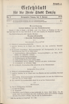 Gesetzblatt für die Freie Stadt Danzig.1935, Nr. 1 (4 Januar) - Ausgabe A
