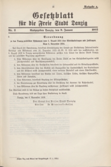Gesetzblatt für die Freie Stadt Danzig.1935, Nr. 2 (9 Januar) - Ausgabe A