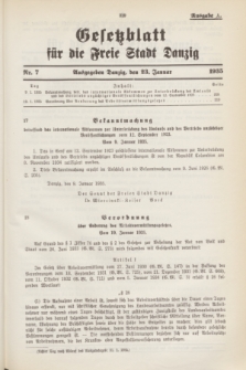 Gesetzblatt für die Freie Stadt Danzig.1935, Nr. 7 (23 Januar) - Ausgabe A