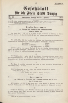 Gesetzblatt für die Freie Stadt Danzig.1935, Nr. 15 (27 Februar) - Ausgabe A